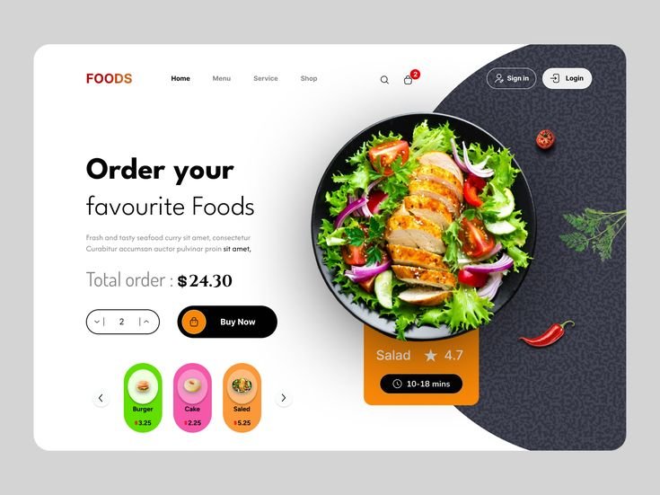 food ordering website ui — modern clean design